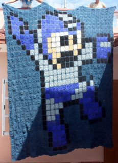 Knit BLANKET throw Mega Man NES nintendo classic bed cover megaman 