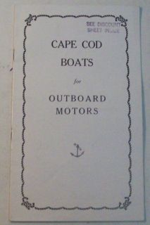Cape Cod Boats for Outboard Motors 1931 Sales Brochure