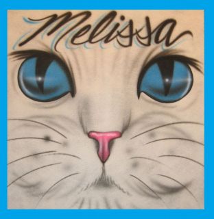 Custom Airbrushed CAT EYES DESIGN WITH NAME T Shirt