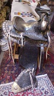 Vintage Signed  Apache Saddles  Silver Parade Saddle