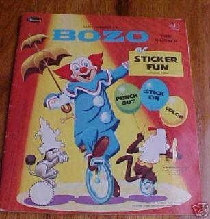 Bozo the Clown Sticker Fun Book Stickers 1966