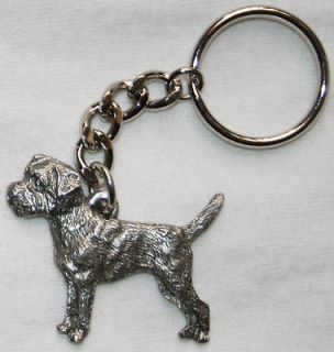 BORDER TERRIER Dog Fine Pewter Keychain Key Chain Ring *