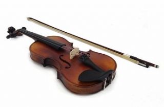   Scale Size NATURAL WOOD FIDDLE Travel Case Rosin Bow NEW SET