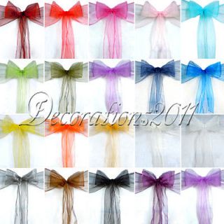   Sheer Chair Sashes Wedding Party Cover Banquet Bows Colours Deco