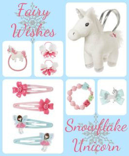   Fairy Wishes Snowflake Unicorn Hair Headband Clip Pony Bracelet Bow