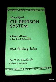 BRIDGE 1941 CULBERTSON SYSTEM BIDDING RULES BOOKLET