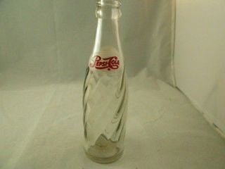 Vintage Soda Bottle   1970s Pepsi Cola 6 1/2 Ounce Clear Glass ACL 