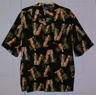 Puritan Black Hawaiian Beer Bottles & Palm Trees Shirt 3XL (54/56) NEW 