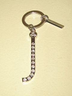Bombay Duck Initial J Silver with Rhinestones Bling Key Ring *NEW*