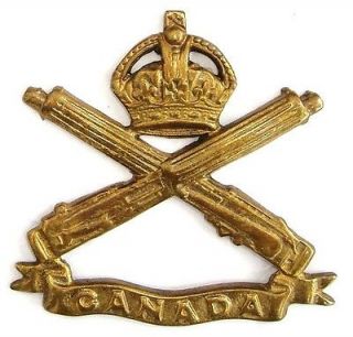 WW1 THE MACHINE GUN CANADIAN CAP BADGE OFFICERS BRASS