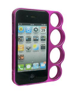 New Hot pink brass knuckles hard bumper side cover case for iPhone 4 