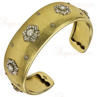 BUCCELLATI M. Vintage 18k White & Yellow Gold Diamonds Cuff Bracelet