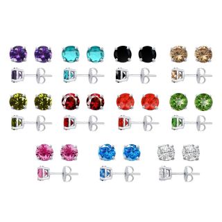 2Ct. Solid Sterling Silver 4 Prong Round CZ Stud Earrings