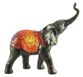 Newly listed Amber Crackle Glass Elephant Accent Lamp Bronzed Base