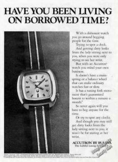 1972 Accutron by Bulova Borrowed Time Vintage Ad