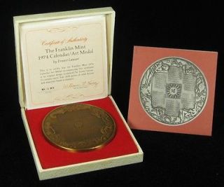 1974 Franklin Mint Calendar Medal Zodiac 3 Bronze
