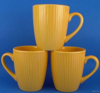 Alco Industries 3 Coffee Latte Mugs Bright Yellow Glaze