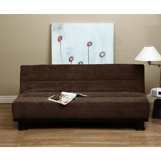 Cocoa Brown Wood Futon Sofa Bed Home Office Reception Decor Furniture