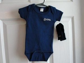 Milwaukee Brewers Baby Onesie 0 3 Months with Socks Navy Blue NWOT
