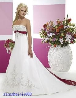  Court red white Wedding Dress crystals Bridal gown embroidery