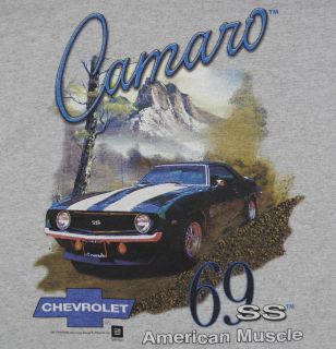 Camaro Chevy T Shirt Gray American Muscle 69 SS Mountain Off Road BABA