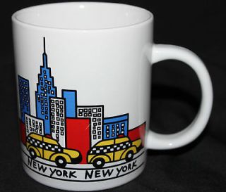   Mary Ellis New York Coffee Cup Mug Cityscape Taxi Cab Buildings