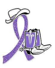 Cancer Awareness Lavender Glitter Ribbon Cowgirl Cowboy Western Boots 
