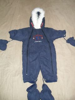 US Polo Assn Girls Boys Size 6 9mo Months Navy One Piece Snowsuit 