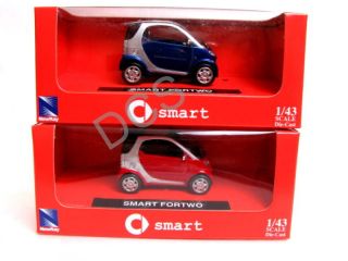 Smart Car For Two 1/43 New diecast Cars Set of 2 B/R