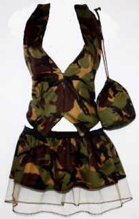 Army Girl Camo Soldier Waistcoat Pleated Tutu Pouch Fancy Dress UK 