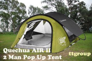 Quechua Waterproof Pop Up Camping Tent 2 Seconds AIR II, 2 Man Double 