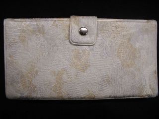 Vintage Vinyl Ladies Clutch in Mint Condition White with Rust Tones