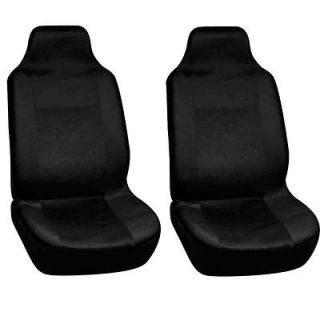 2pc Car Seat Covers Set Solid Black High Back Bucket Integrated Racing 