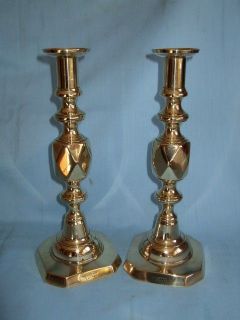 Good pair of Queen of Diamonds brass candlesticks.