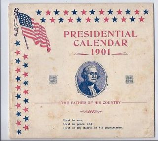 1901 Presidential Calendar George Washington Ladies Grand Army of the 