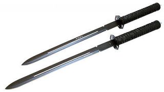 24 Black Ninja Sword Set 2 Pc Carbon Steel Swords New