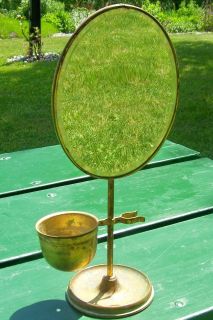 ANTIQUE SHIPS BRASS SHAVING STAND BEVELED MIRROR GREAT LAKES SAILORS 