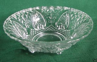 KIG Hearts Flowers Pressed Glass Bowl Made in Malaysia