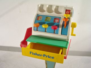 Vtg 1990 Fisher Price Toy Money Cash Register 2044 USA Child Play Ring 