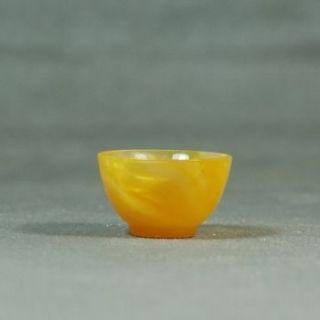   Dollhouse Miniature Wood Turning CANARY FEATHERS Polyester BOWL