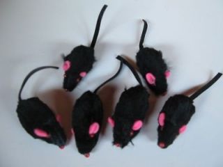 Cat toy 6 Black Rattle Furry Mice+++FREE 1 Pack Rattle Ball / Catnip 