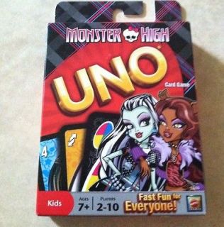 NEW* Monster High Uno Card Game  Clawdeen & Frankie Stein