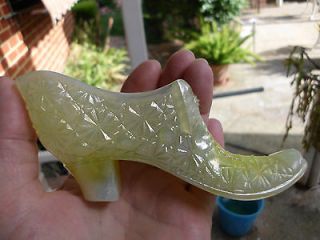   listed Mosser Victorian Rose Slipper Marigold Carnival Glass Shoe