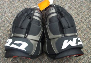 CCM U+ Crazy Light Hockey Gloves   Black 13 or 14   NEW