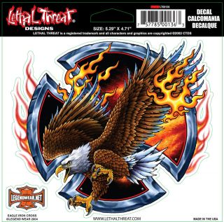   Threat Iron Cross Eagle Decal Sticker for Cars Motorcycles Trucks RV