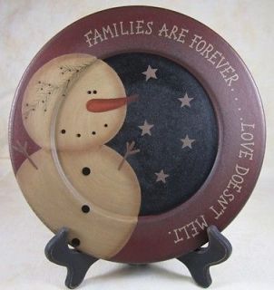 Country Snowman Families Are Forever Love Doesnt Melt Wooden Plate