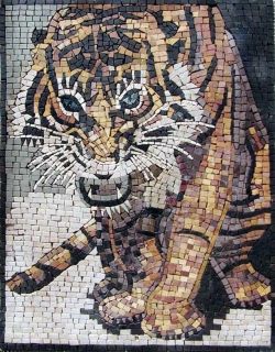 Tiger Marble Mosaic Tile Stones Art Wall Mural