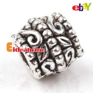   35x Wave charms alloy large hole silver plated beads fit chains 151675