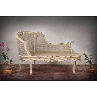 Antique Look Chaise Mahogany Carved New Double Cane