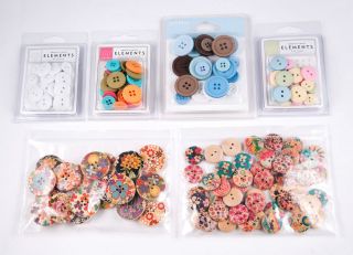   Scrapbooking Button sets   American Crafts Elements, Pebbles, Wood